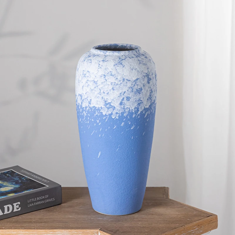 景德镇陶瓷复古花瓶陶瓷手工粗陶罐复古怀旧现代简约智能干花插花