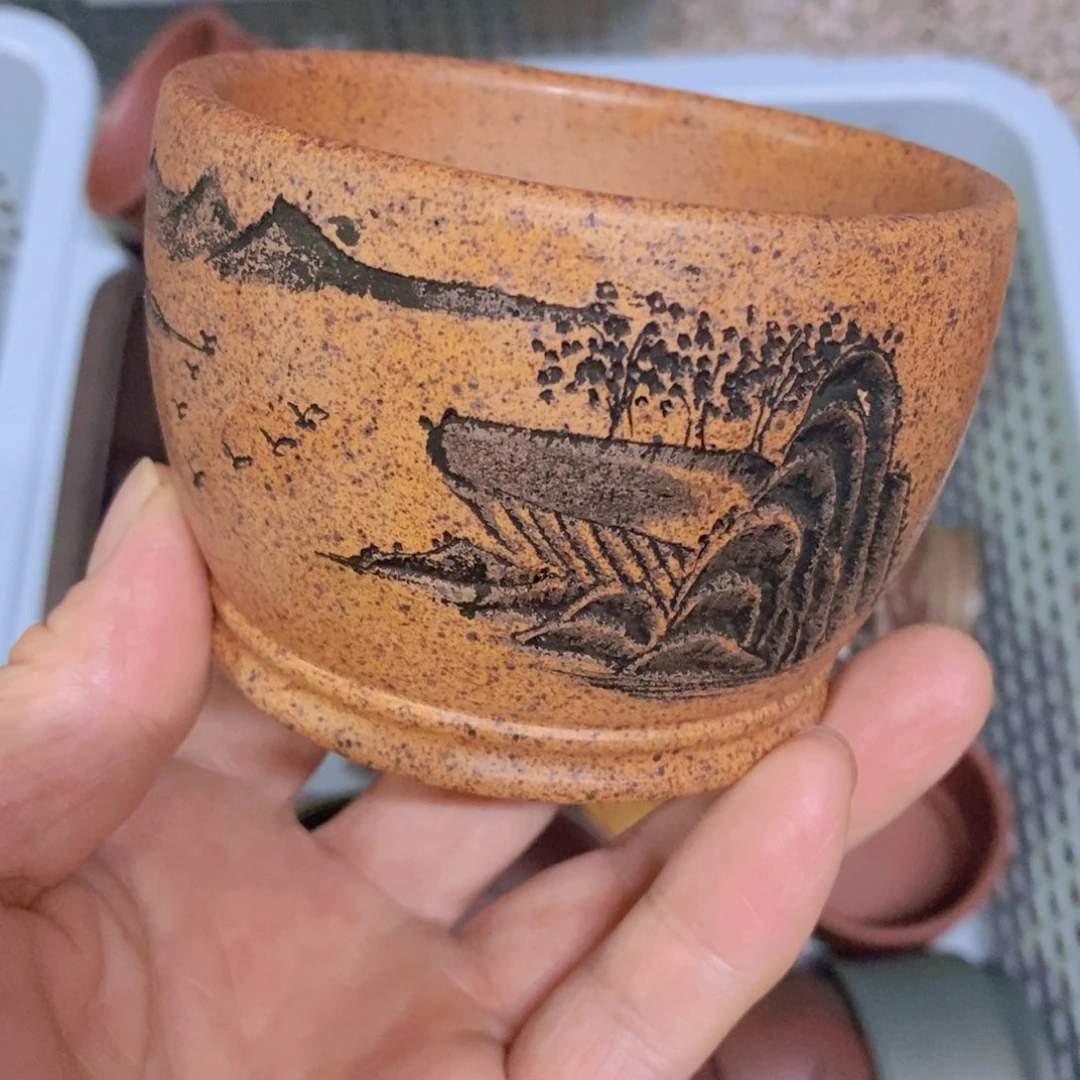 茶杯绿泥紫砂紫砂