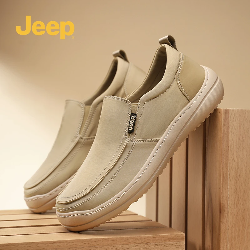 jeep/吉普男鞋春夏季时髦简约休闲帆布鞋男式厚底通勤户外休闲鞋