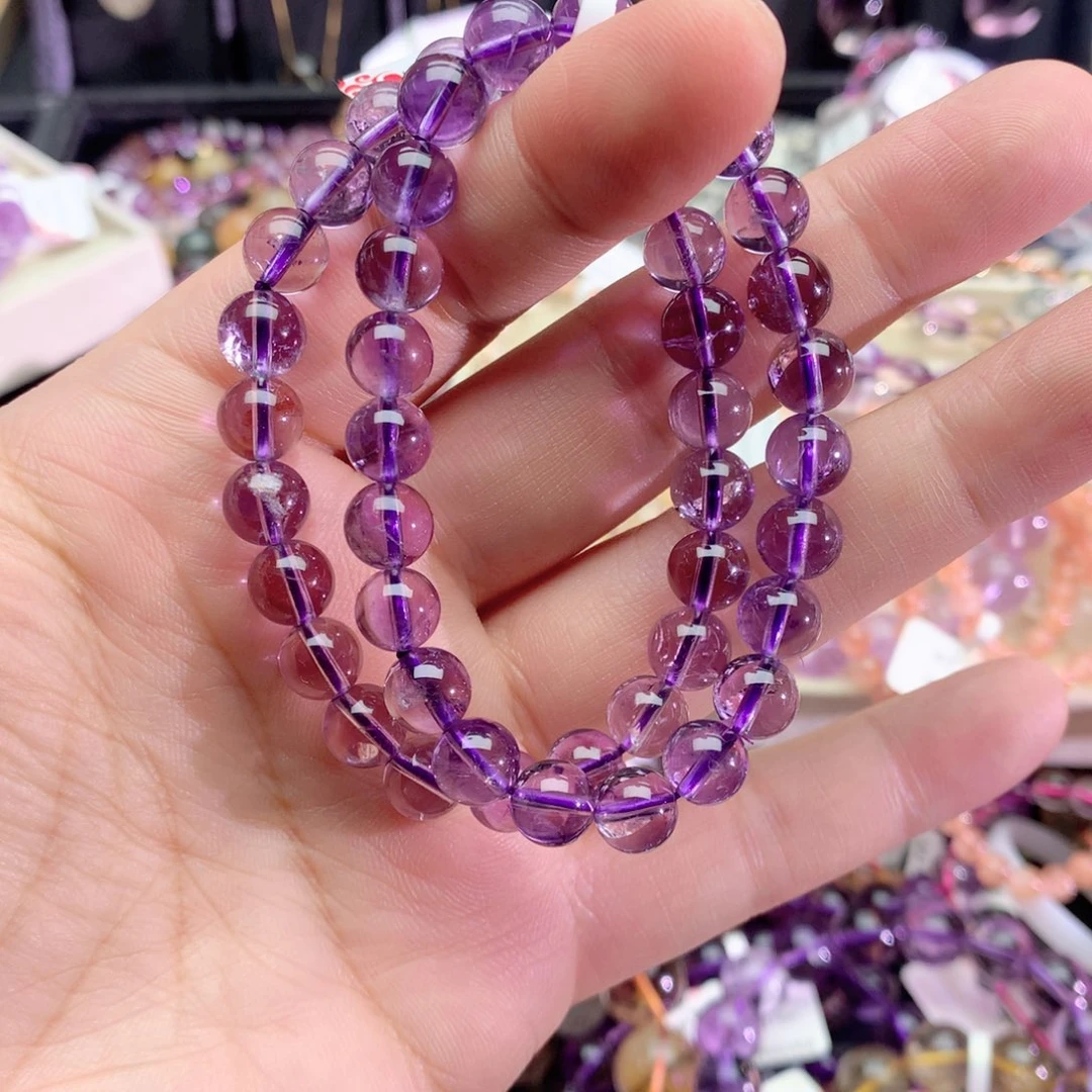 水晶未镶嵌手链紫水晶手链8+