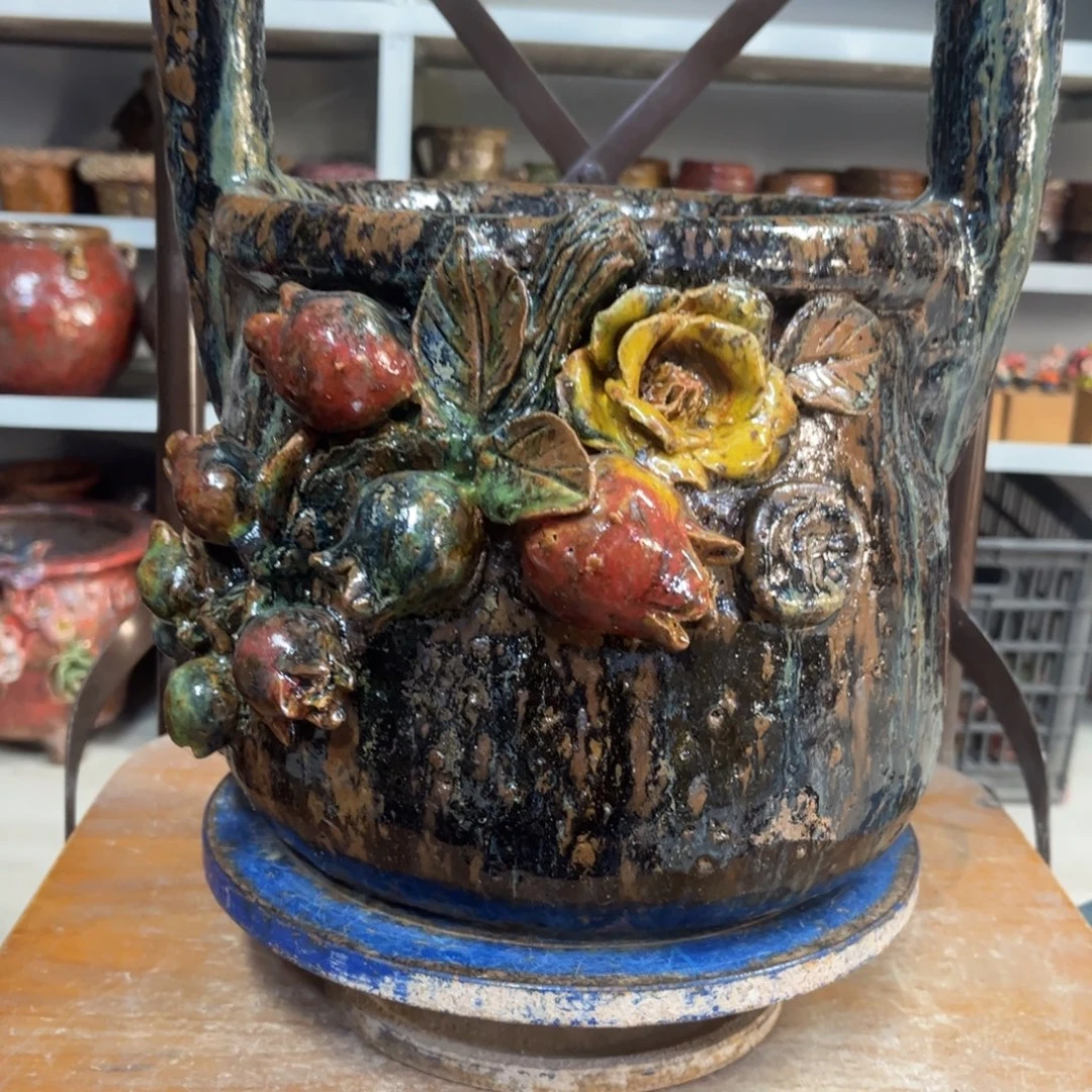 平***和泥塑古镇炻陶花盆