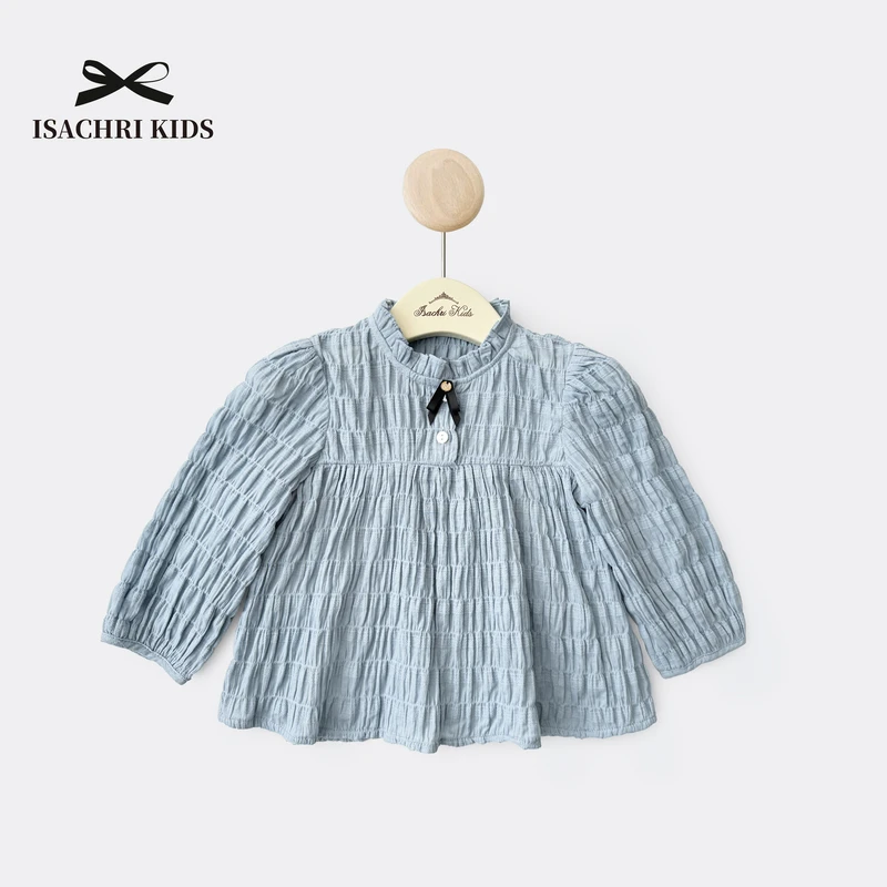 【6.18反季清】3月会员款女童精致重工打揽娃娃衫长袖女宝衬衫IS345