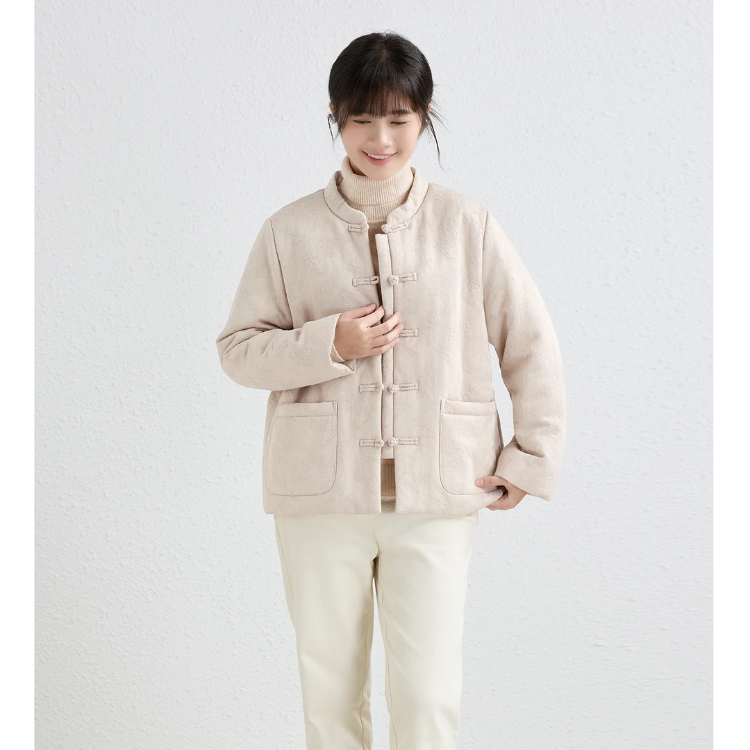 雅冬/十木米原创老布提花国风新中式百搭文艺棉服短外套冬款女