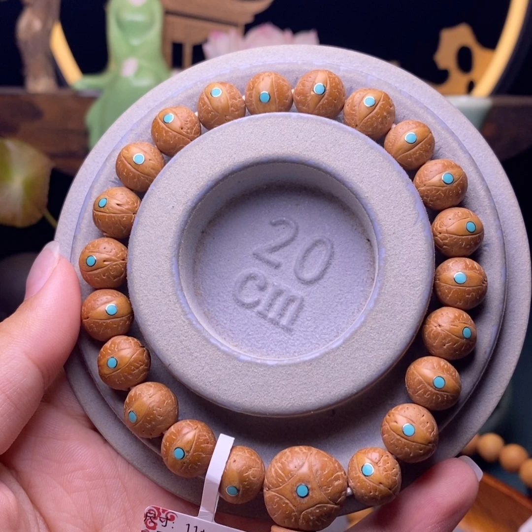 手串凤眼菩提24年松色镶嵌手串