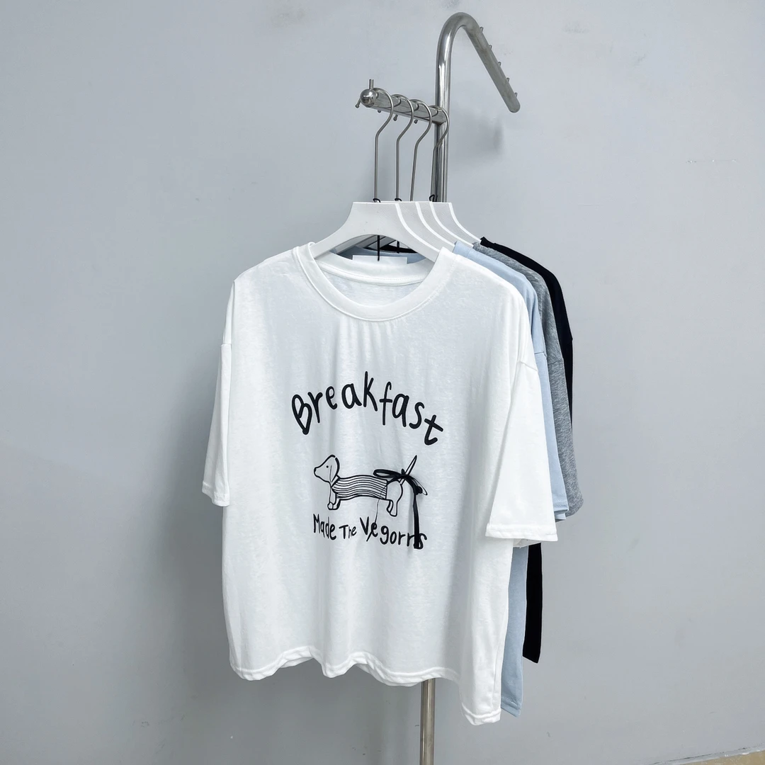 359雪花棉T恤时尚休闲宽松印花圆领卡通衬衫