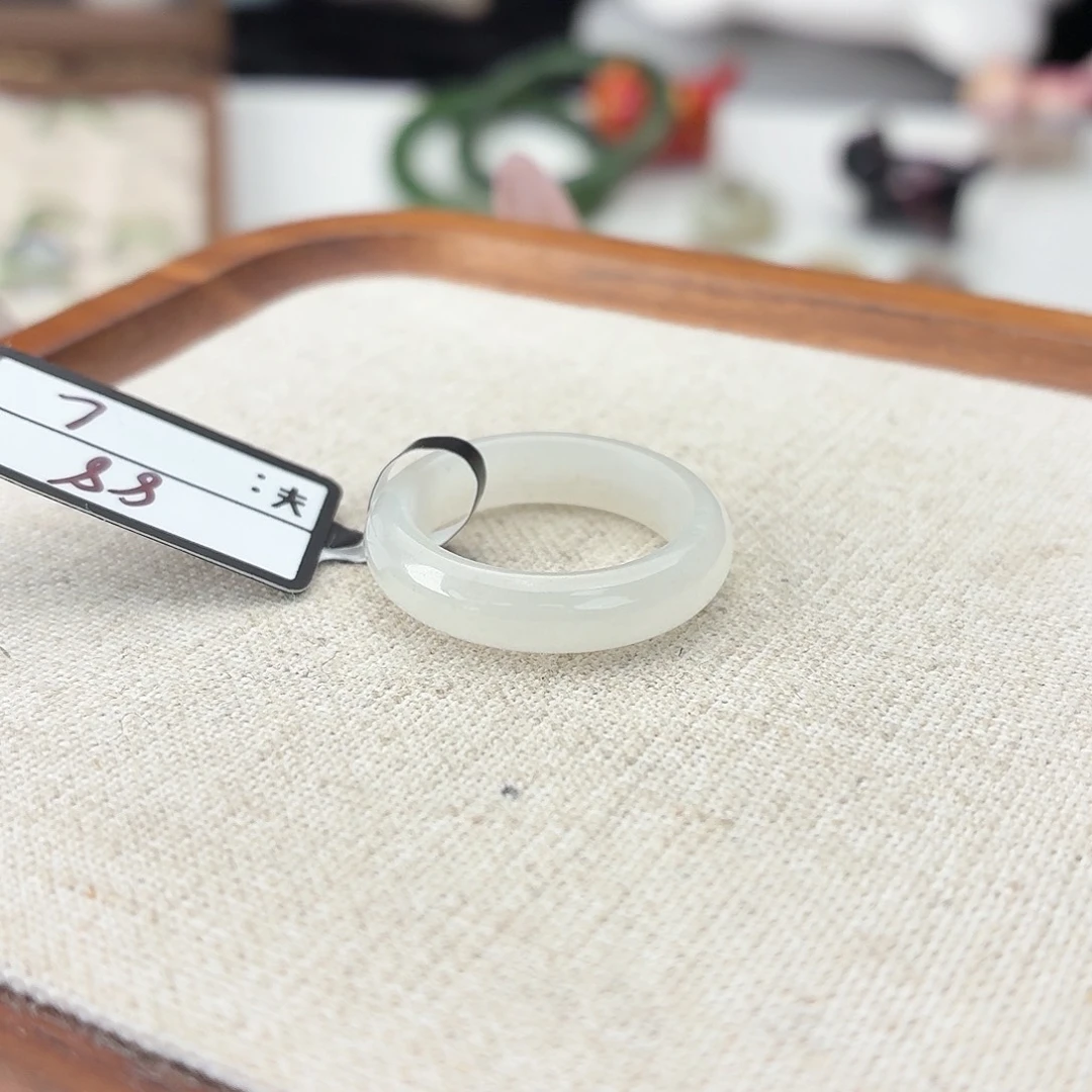 和田玉未镶嵌戒指c103冰透圆条17.1不退换