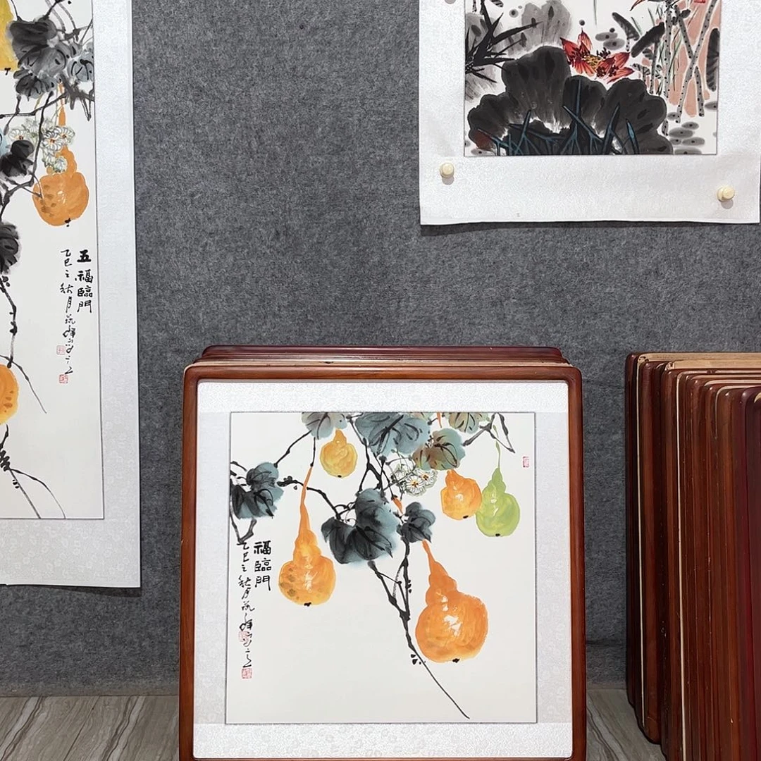 国画书画作品带框63×63