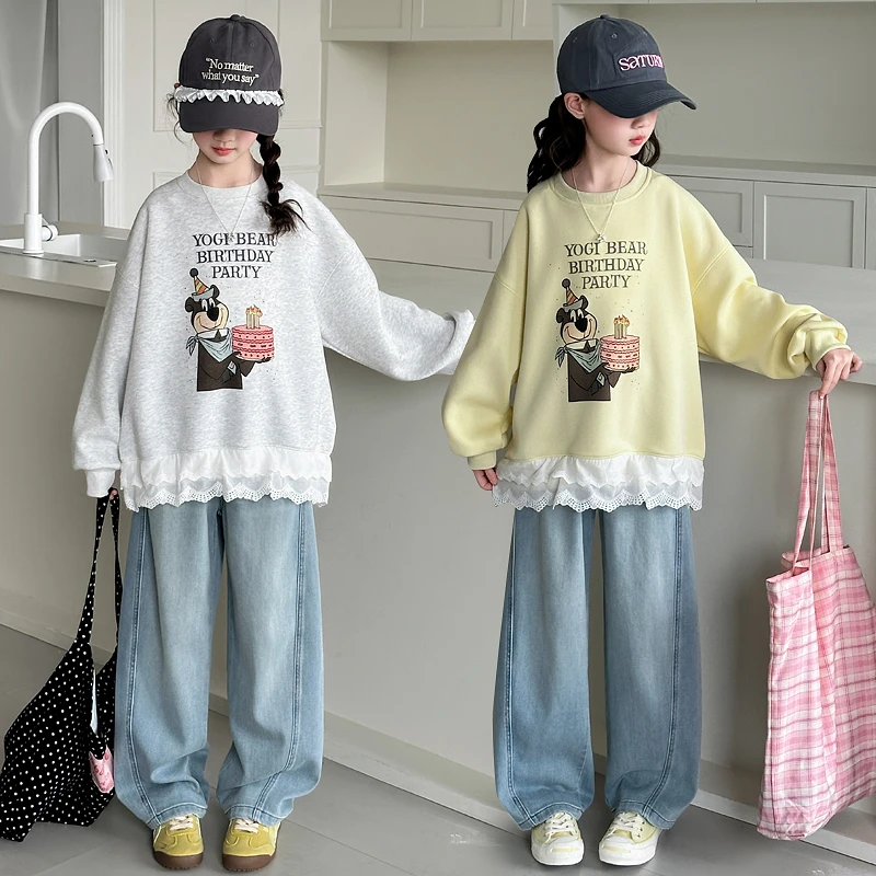 女童春装套装2025新款中大童网红洋气时髦儿童春秋潮款卫衣两件套