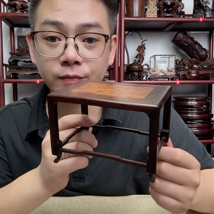 大红酸枝工艺品底座