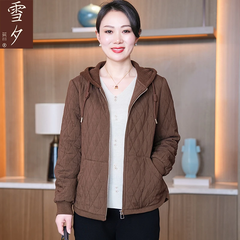 妈妈春装时尚连帽外套洋气高贵阔太太上衣中老年女装新款休闲风衣