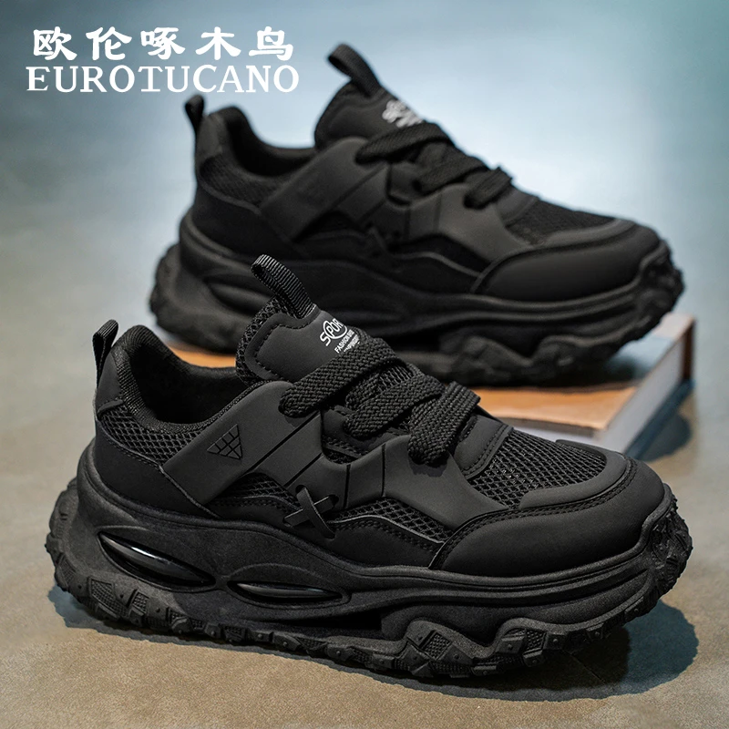 欧伦啄木鸟EUROTUCANO男鞋时尚百搭休闲网面鞋男士厚底运动老爹鞋