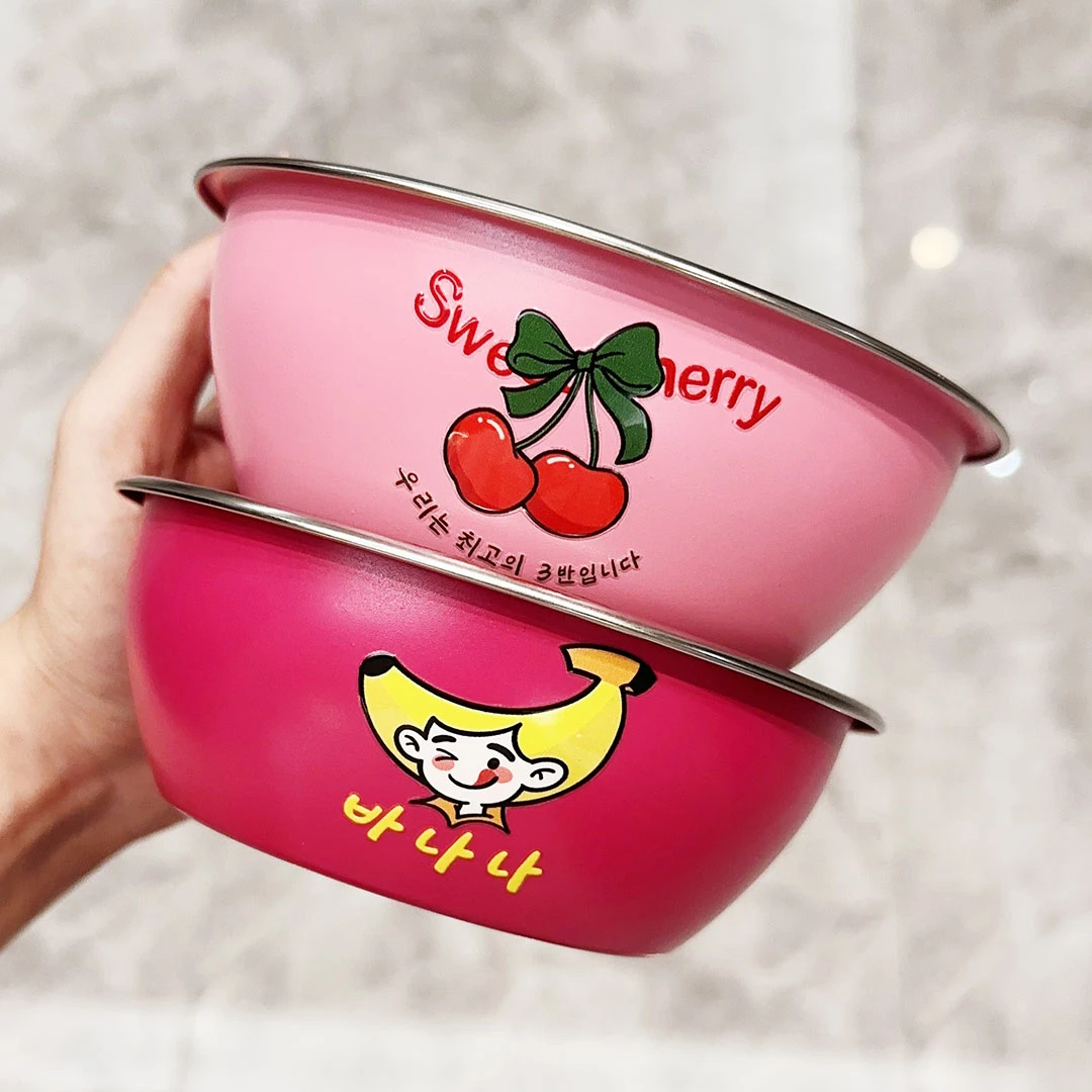 【到手2个】江楠卡通早餐碗食品级不锈钢牛奶碗水果甜品碗13.5cm