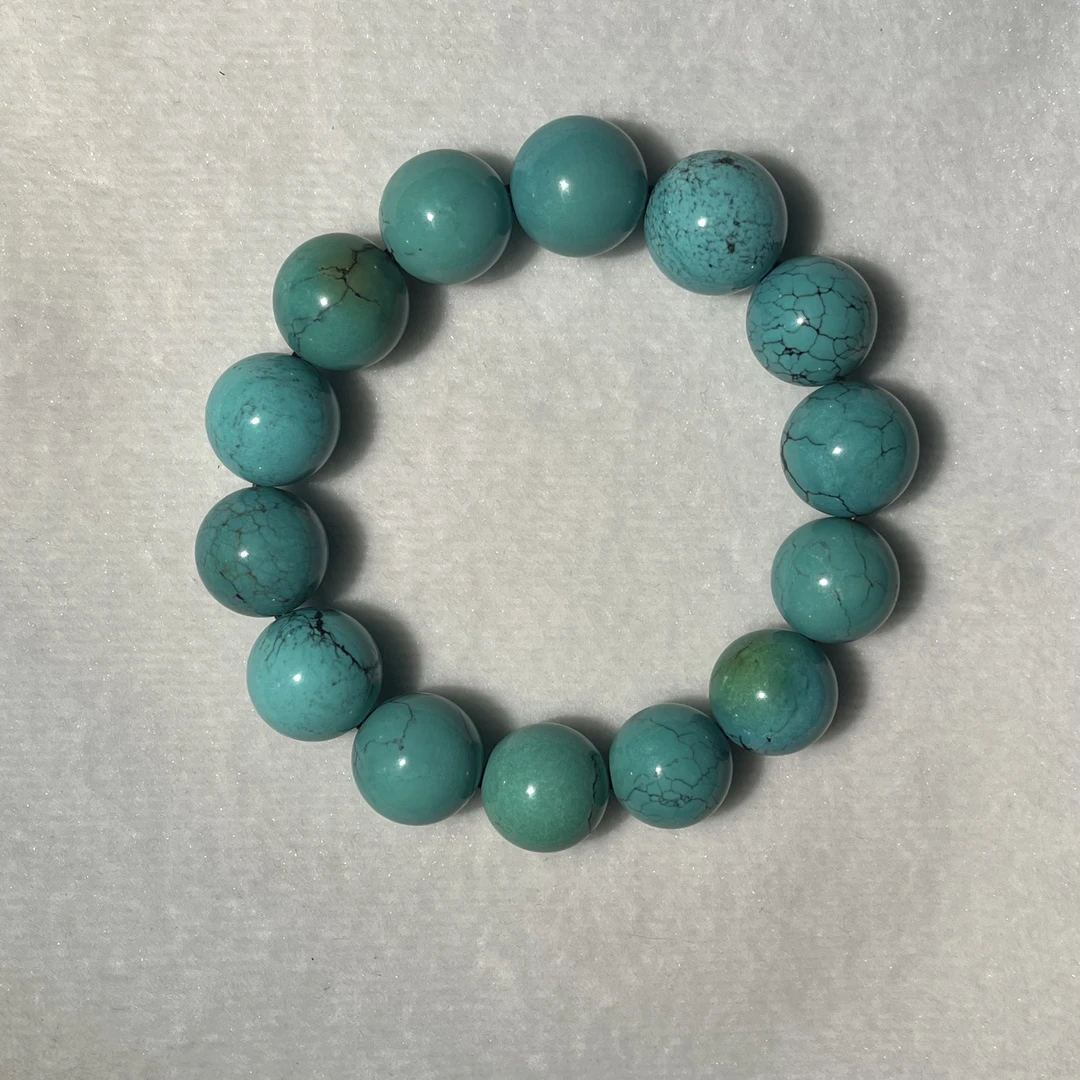 老矿绿松（精品）高瓷手串 7294