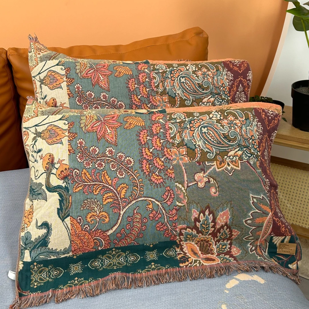 【自由花絮】流苏枕头巾家用成人加大纱布枕巾枕头套枕套盖巾一对