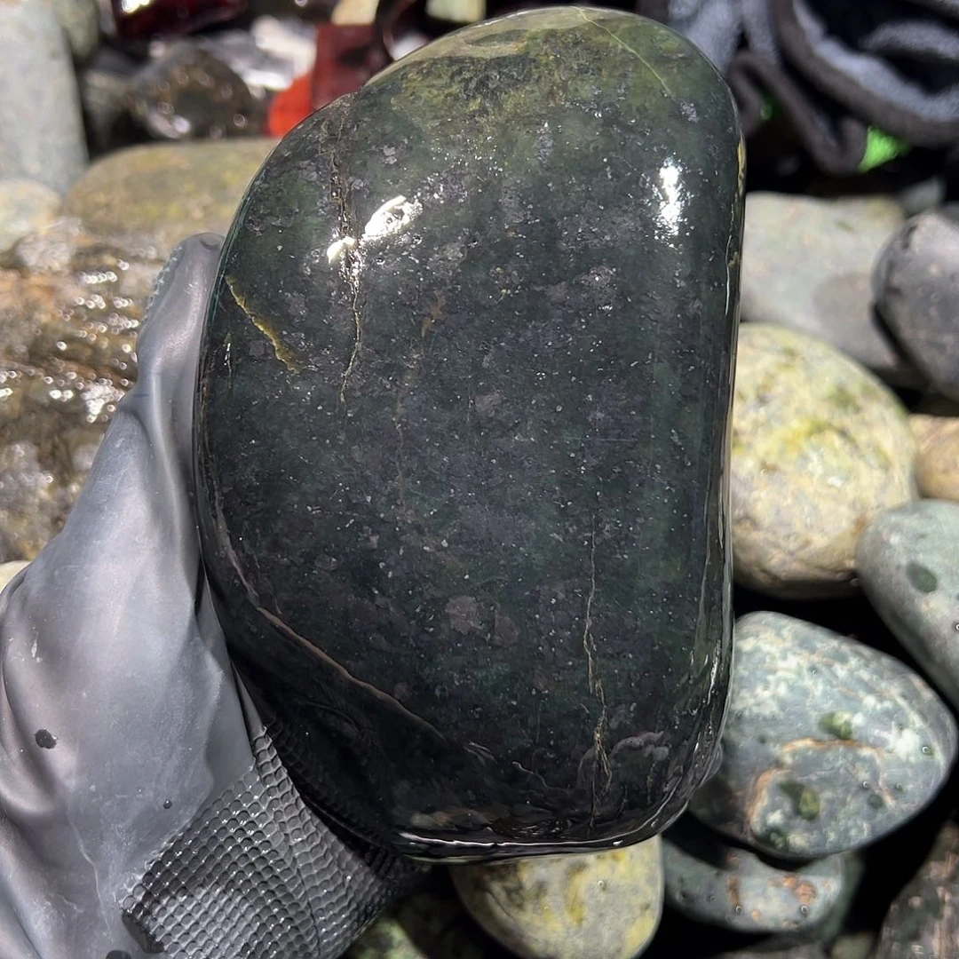 合金蛇纹石玉西藏藏玉药王石米*?