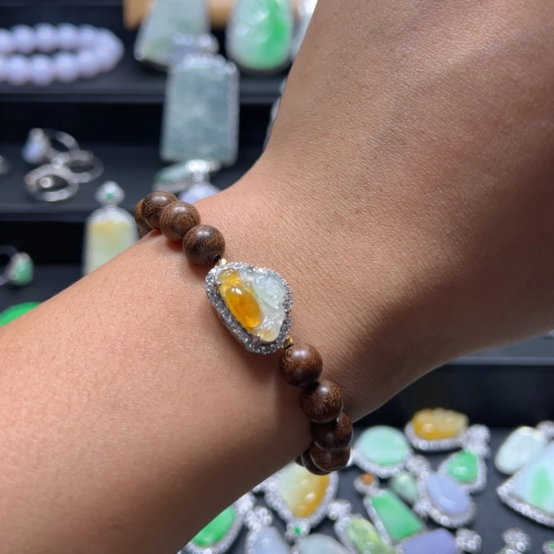 银S925镶嵌手链翡翠天然翡翠a货