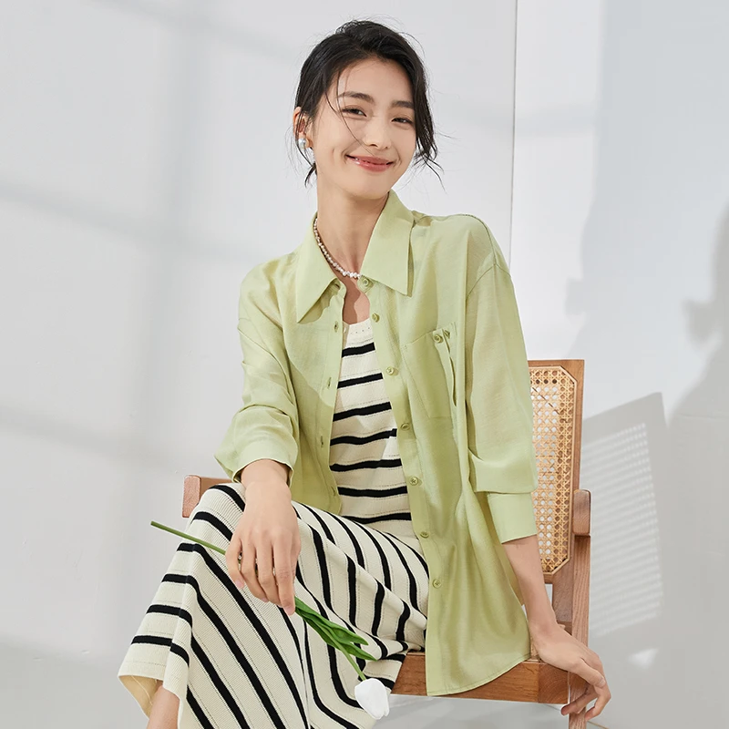 【曼贝宠粉节】25年夏季新款法式休闲时尚百搭女衬衫6392002六色