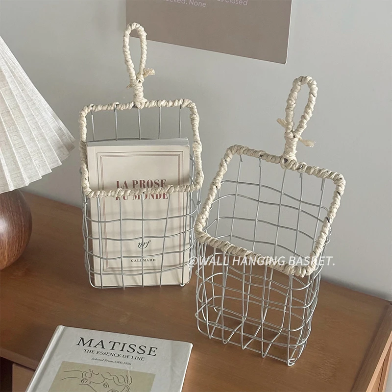 篮子铁艺编织篮ins可挂式厨房置物挂篮家用壁挂杂物筐储物收纳筐