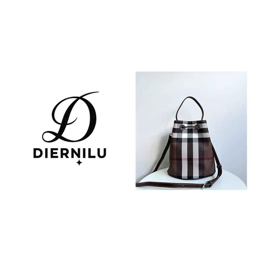 潮流时尚格子手提斜挎水桶包-SS1800