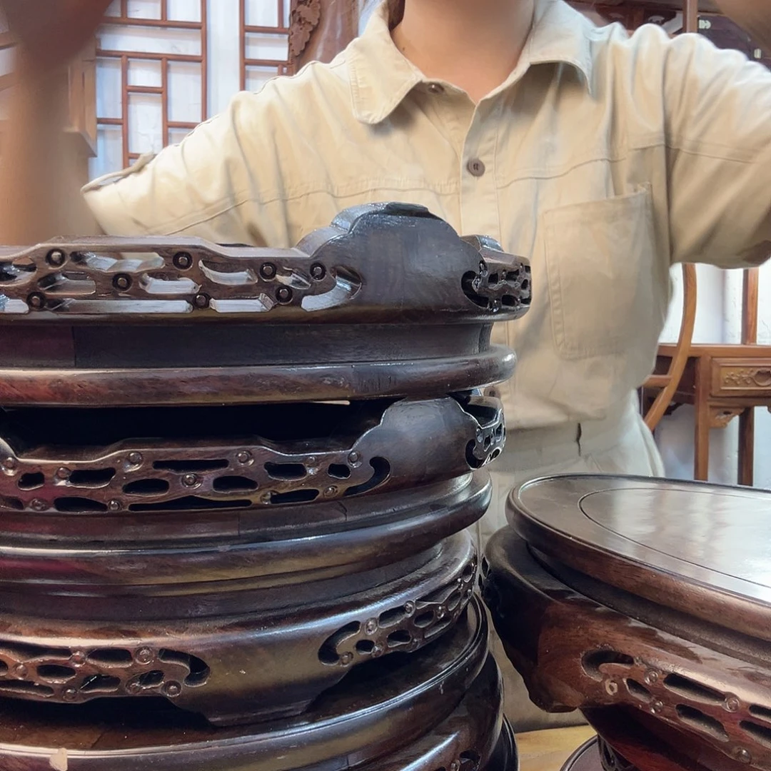 璘***香榧木非洲黑檀木圆形底座