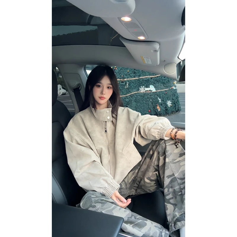 美式工装立领机车皮夹克男款秋季潮牌高级感外套宽松早秋新款上衣