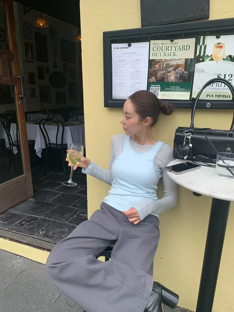 韩国东大门2025春款叠穿打底衫T恤 no退no换