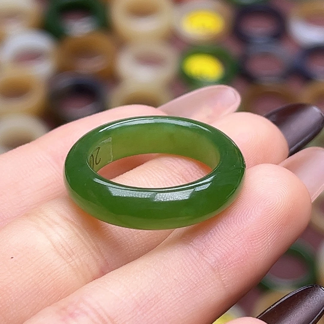 和田玉未镶嵌戒指18.2正阳绿