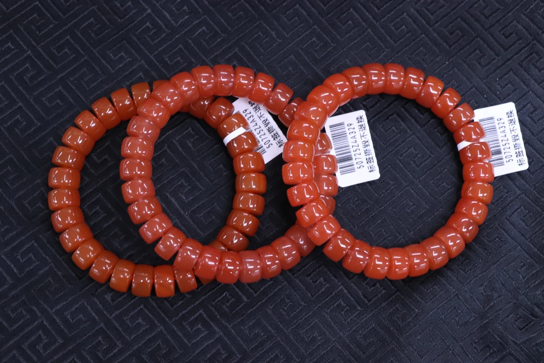 原矿无优化南红西山杨柳药片单圈11mm多样发一串微色差纹裂（福L