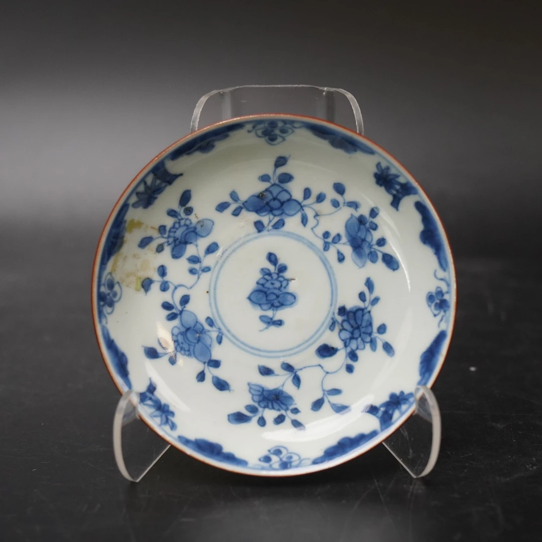 Lot.25070450清康熙外紫金内青花花卉纹碟 直径：约11.9cm