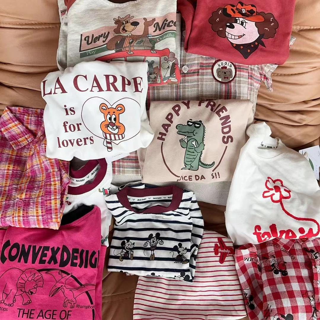 吉木吉千【红色 开学季福袋 A030】25年男女童夏韩版上衣五件套系列