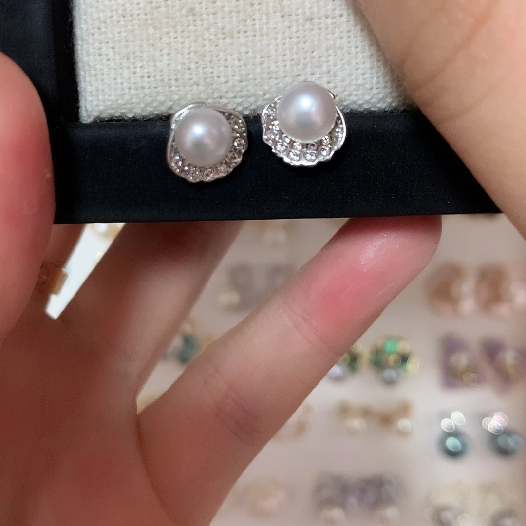 淡水珍珠耳饰合金