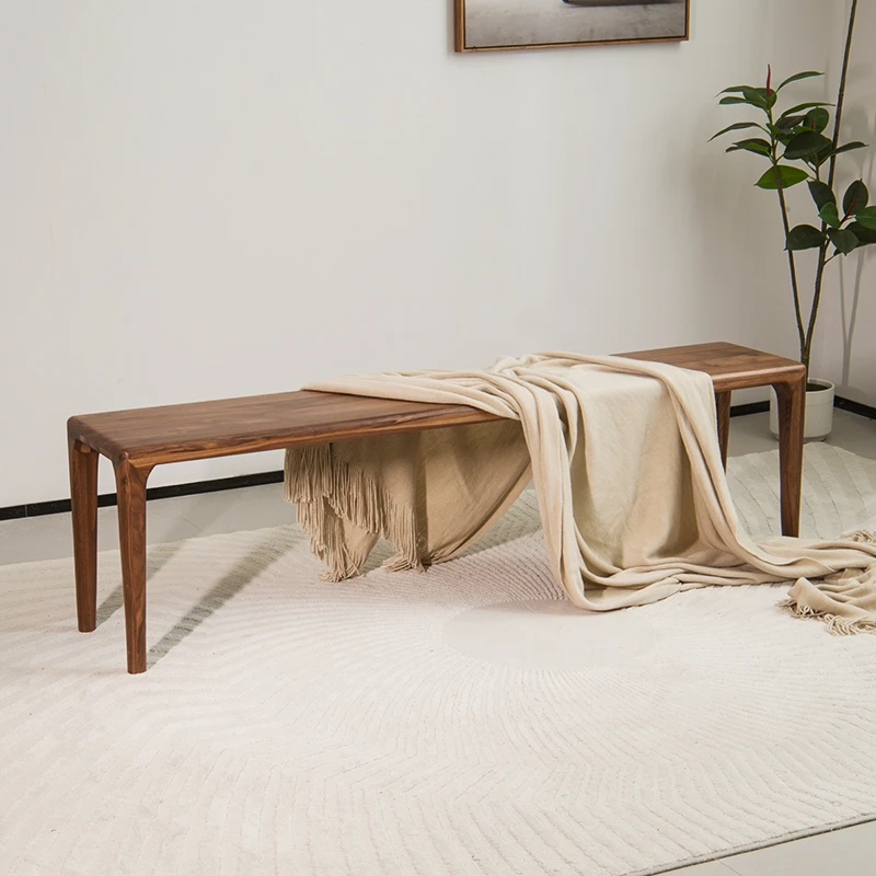 北美黑胡桃木实木长凳家用客厅餐桌椅卧室主卧床尾凳换鞋凳可定制