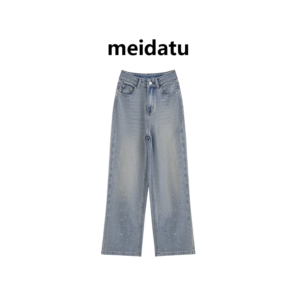 （破价款）复古烫钻满天星直筒裤 （高个子版）CZ23-9（G）