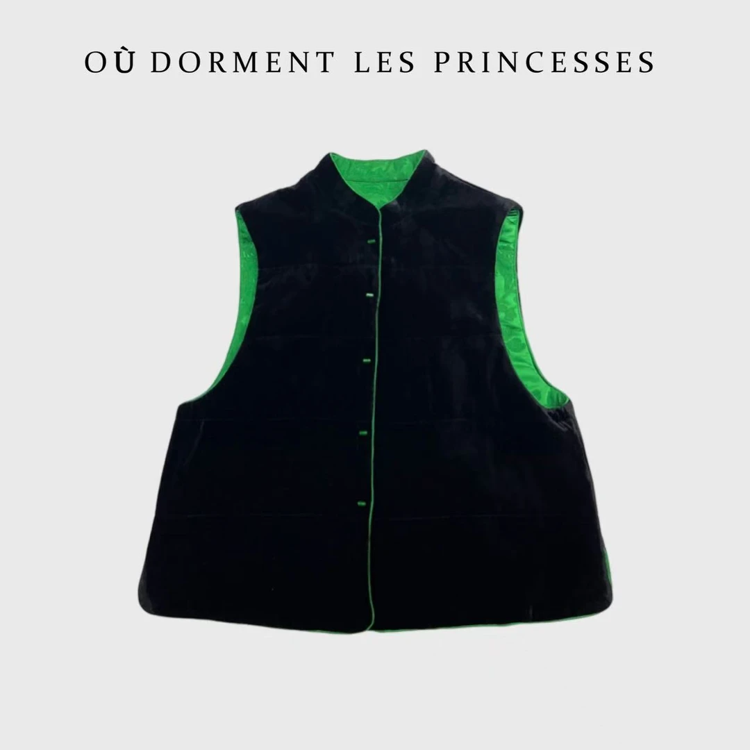 Fen姐|【典雅风韵】新中式桑蚕丝丝绒立领醋酸提花夹棉马甲825926