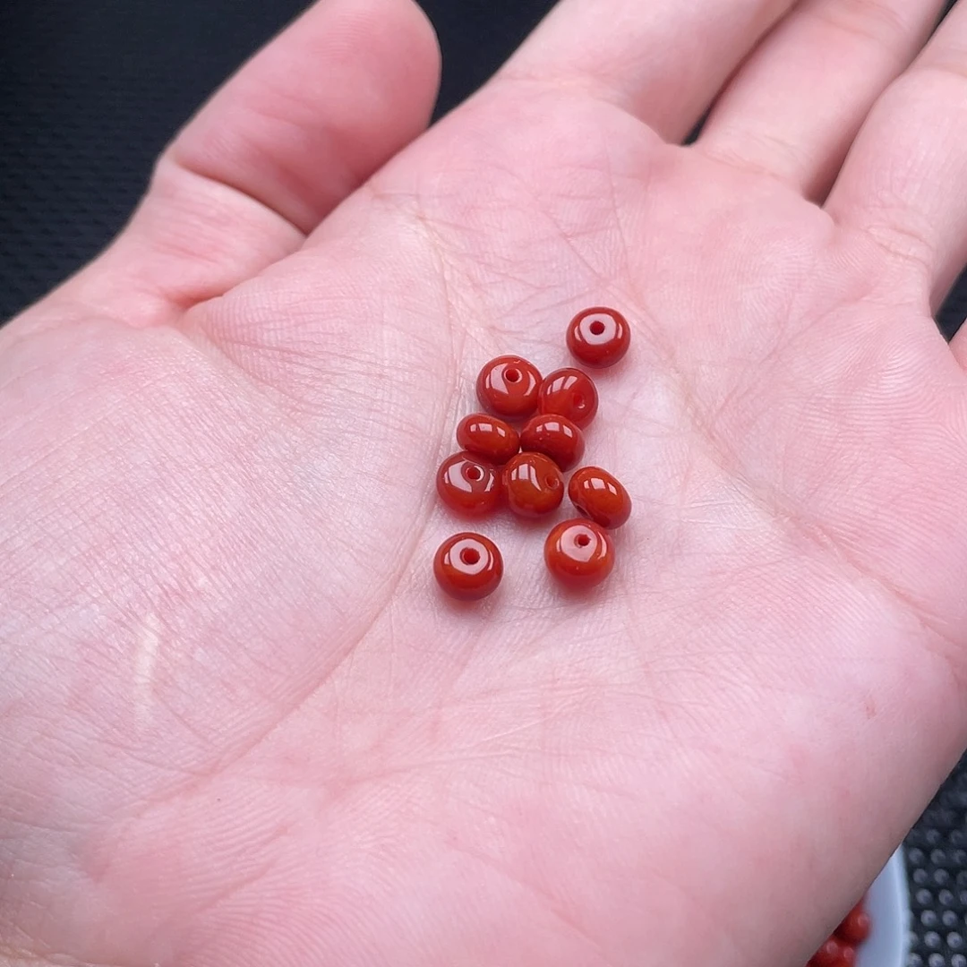 南红玛瑙1号 4*6柿子红隔片一组10颗未镶嵌