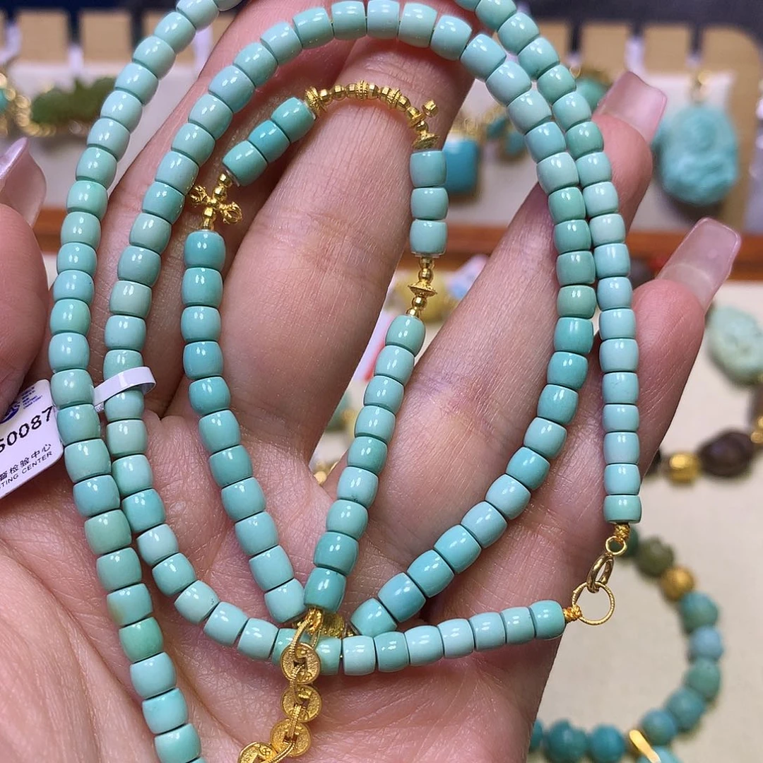 绿松石18K金镶嵌项链
