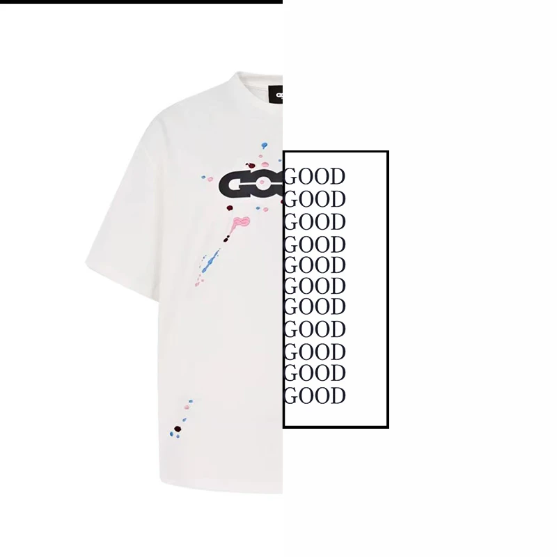 【男女情侣款】GD 2025SS泼墨设计立体刺绣T恤宽松休闲
