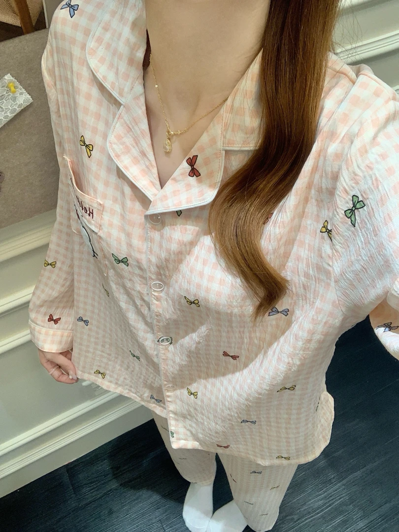 【带胸垫】韩系卡通可爱少女秋季睡衣女春秋长袖云朵棉可外穿家居服