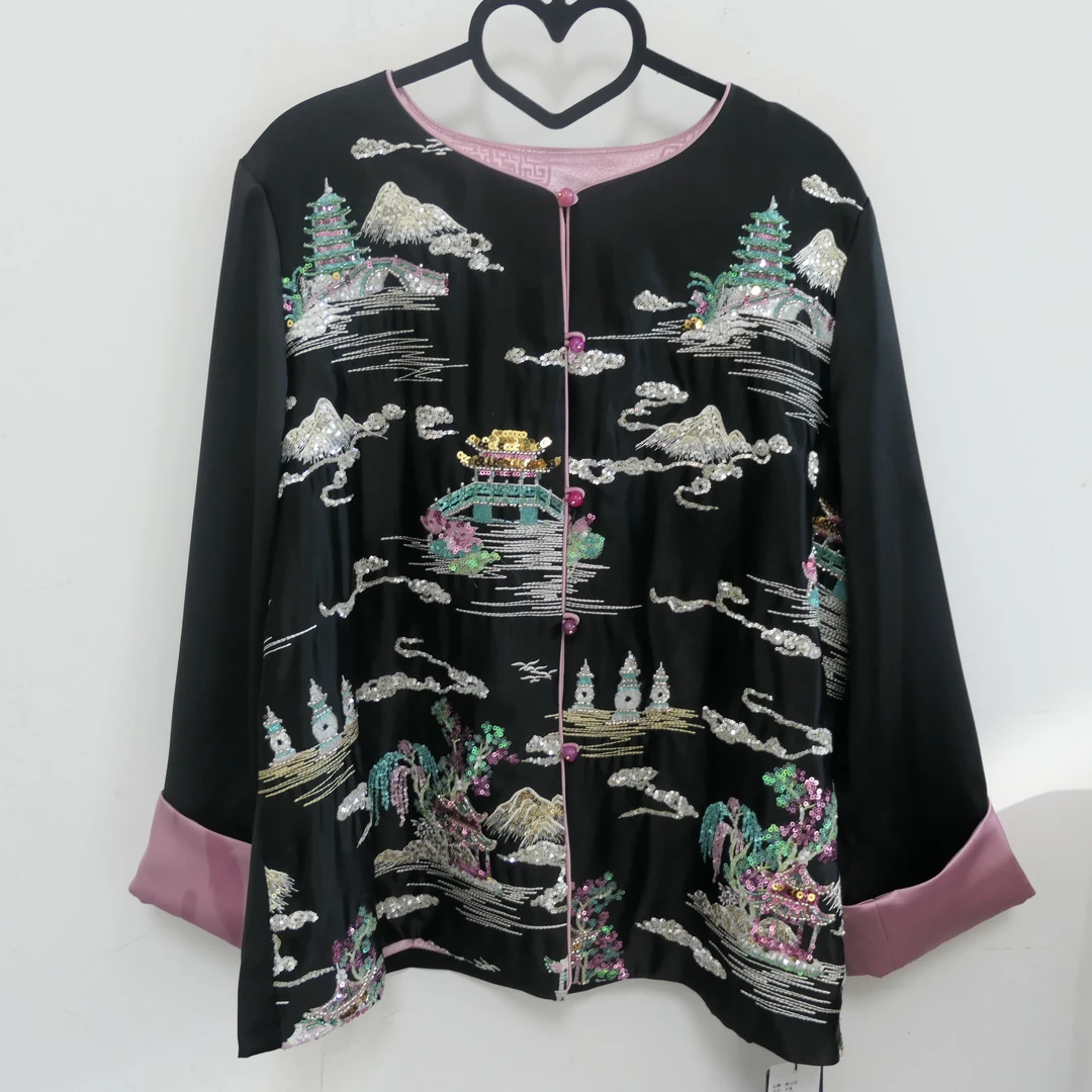 DJ-50958早春款圆领重工醋酸开衫