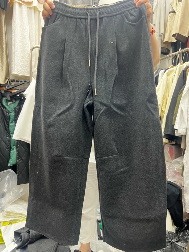 百搭显瘦遮肉弯刀阔腿拖地女长裤5521