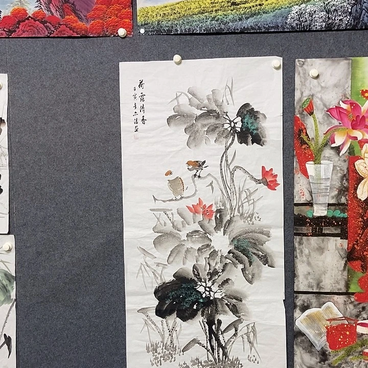 幸***周国画四尺荷花一副