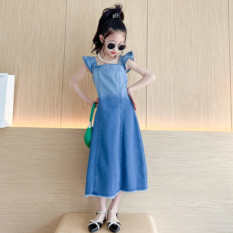 女童连衣裙夏季儿童夏装2025新款童装牛仔裙背心裙吊带裙大童裙子