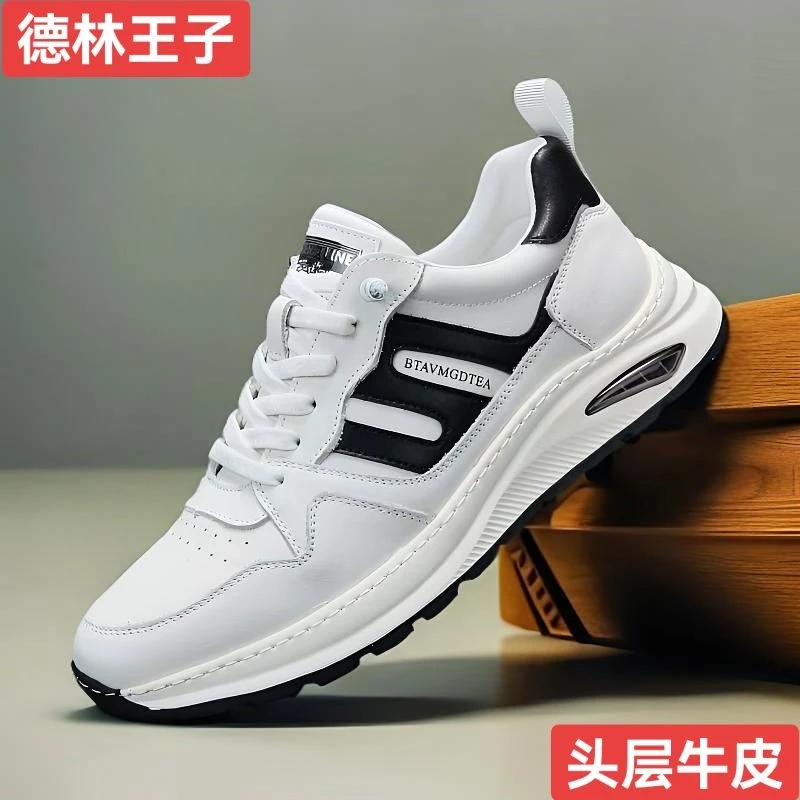 德林王子头层牛皮男鞋春季韩版软底防滑透气时尚潮流百搭休闲皮鞋