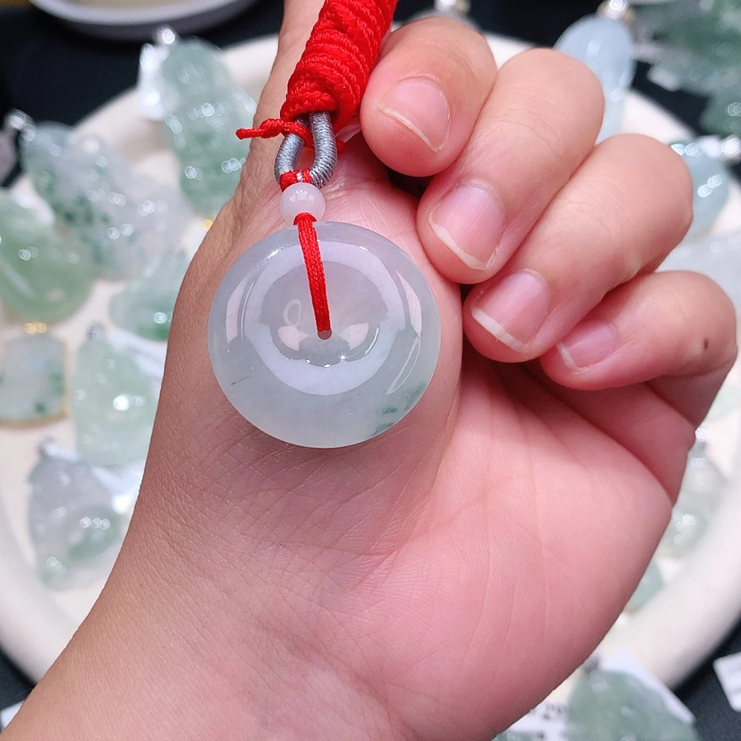 翡翠未镶嵌颈饰冰飘绿扣28-6.3如