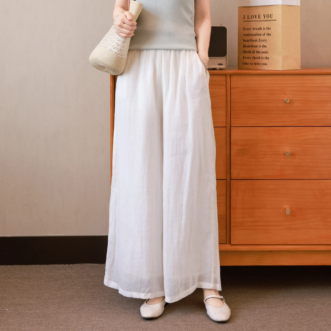 8868#纯色休闲裤夏季宽松高腰直筒裤