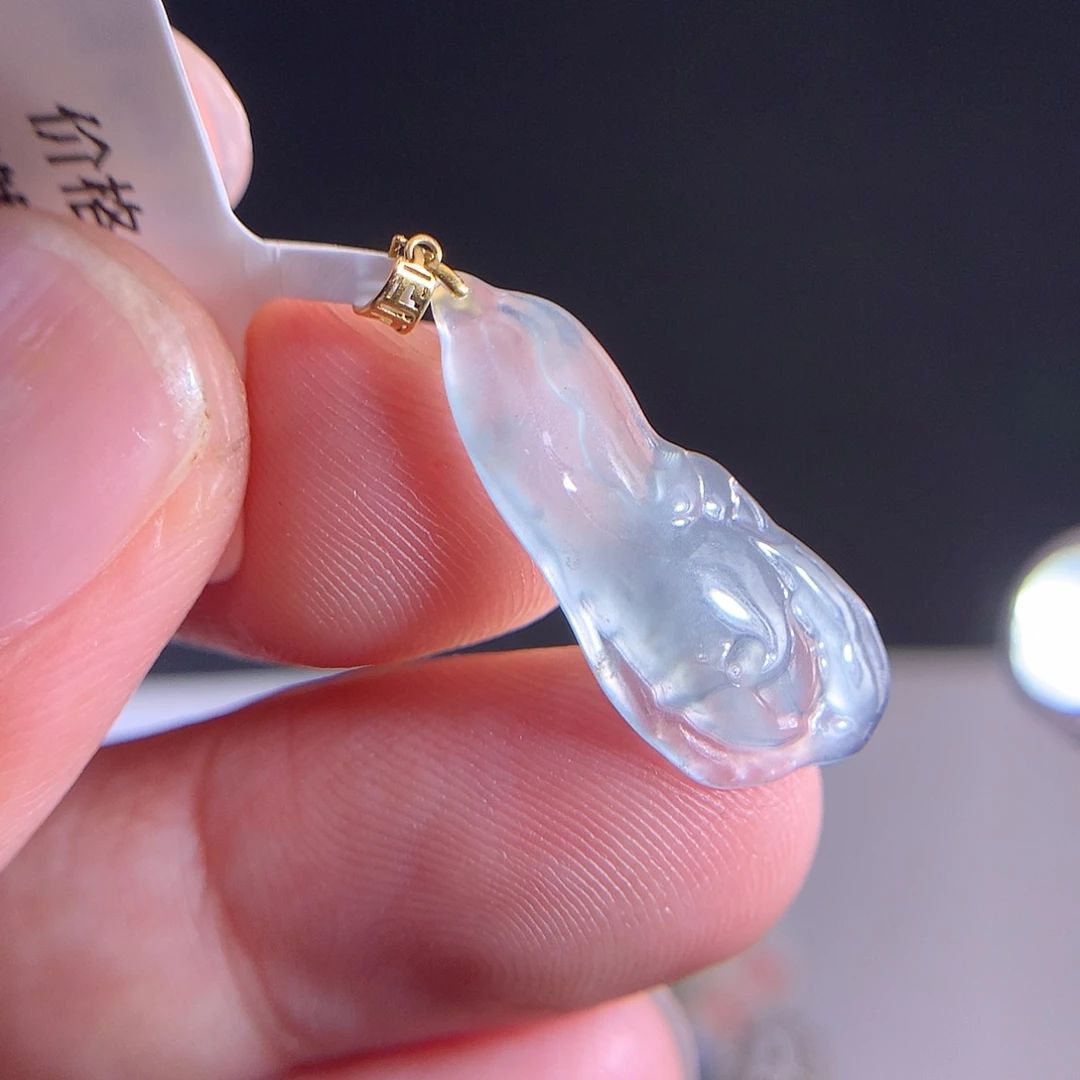 吊坠(不含链)18K金镶嵌翡翠天然A货翡翠时尚气质女款吊坠挂坠