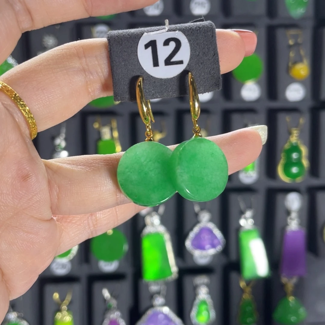 银S925镶嵌翡翠耳饰12