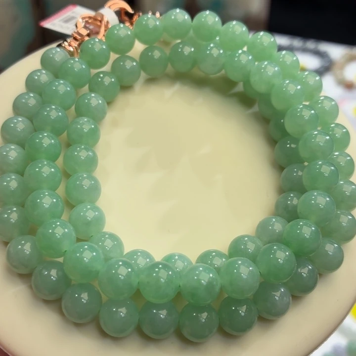 翡翠未镶嵌手链冰胶果绿卡8.4