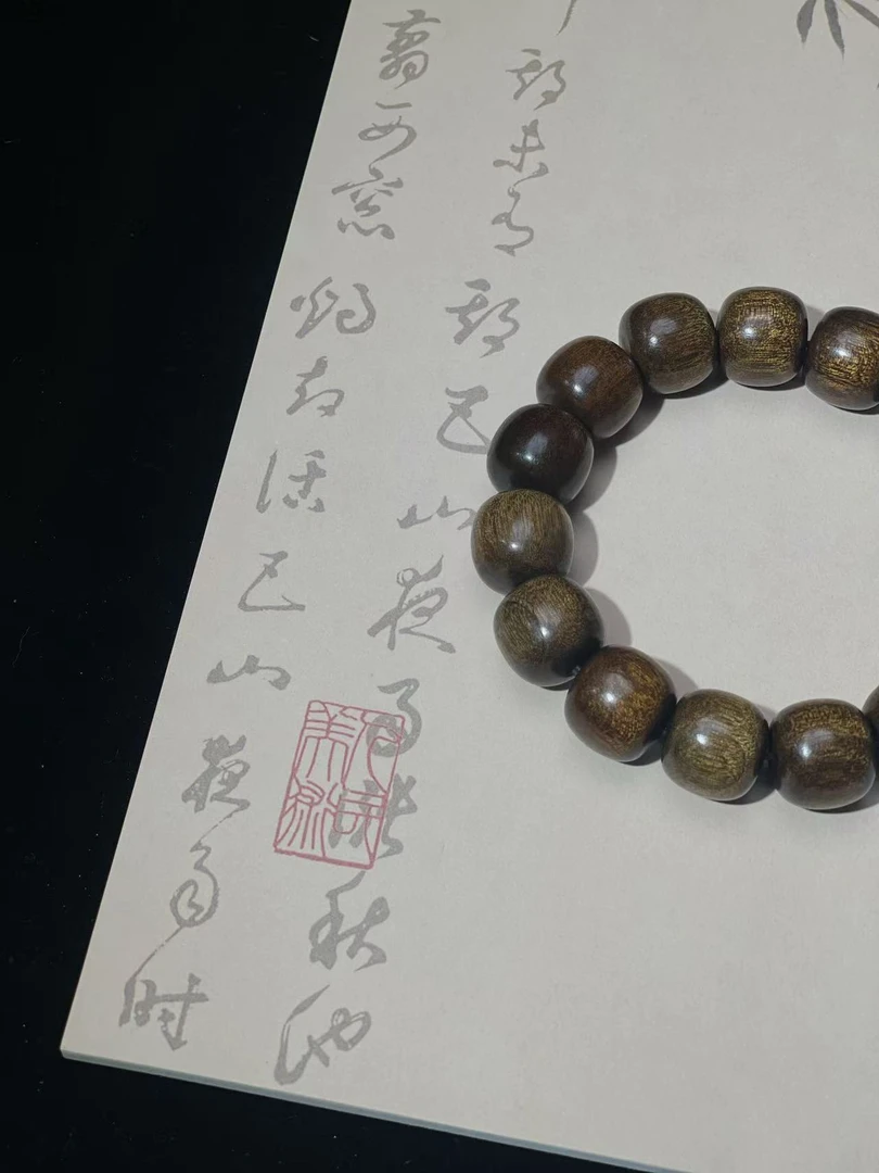 CPM金丝楠木黑金桶珠1.5*1.6文玩手串