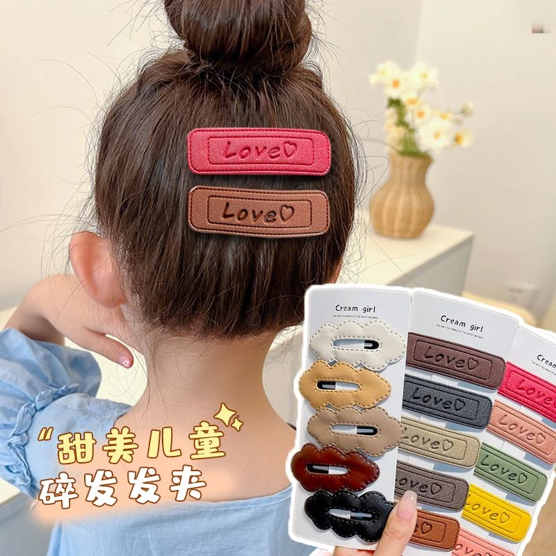 皮质发夹女新年新款儿童刘海夹子头饰女孩后脑勺碎发发卡女童发饰